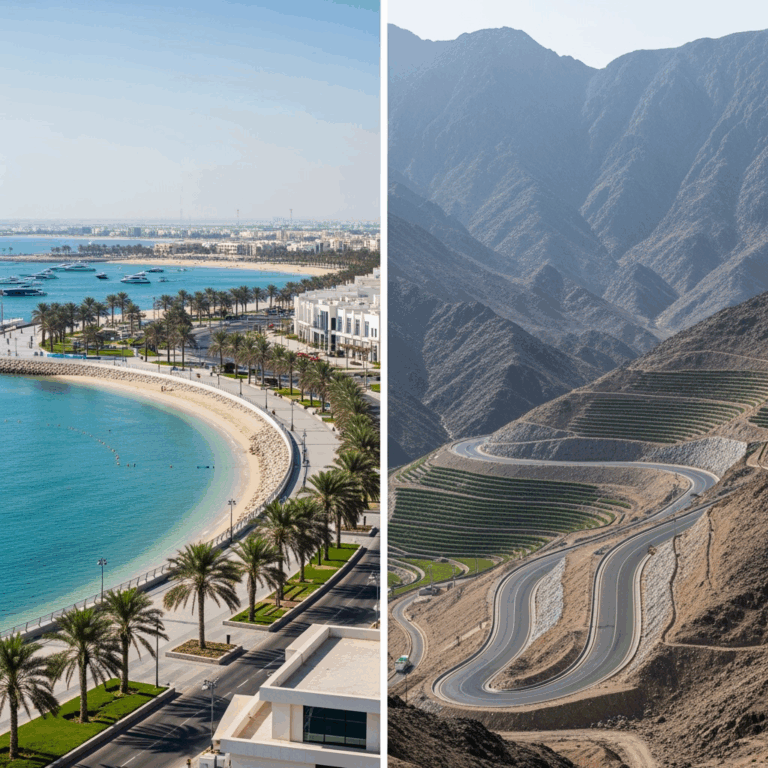 Illustration for: Kalba's Coastal and Mountain Transformations
