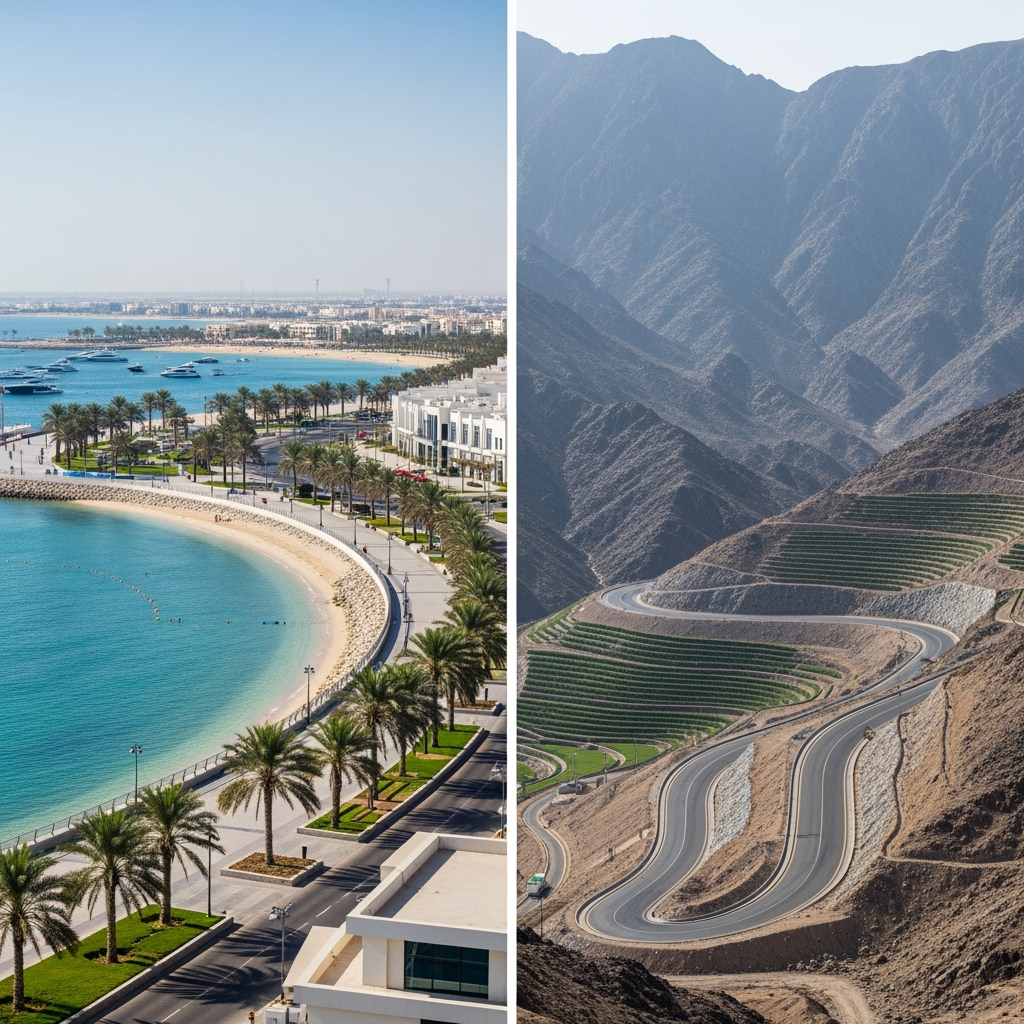 Illustration for: Kalba's Coastal and Mountain Transformations