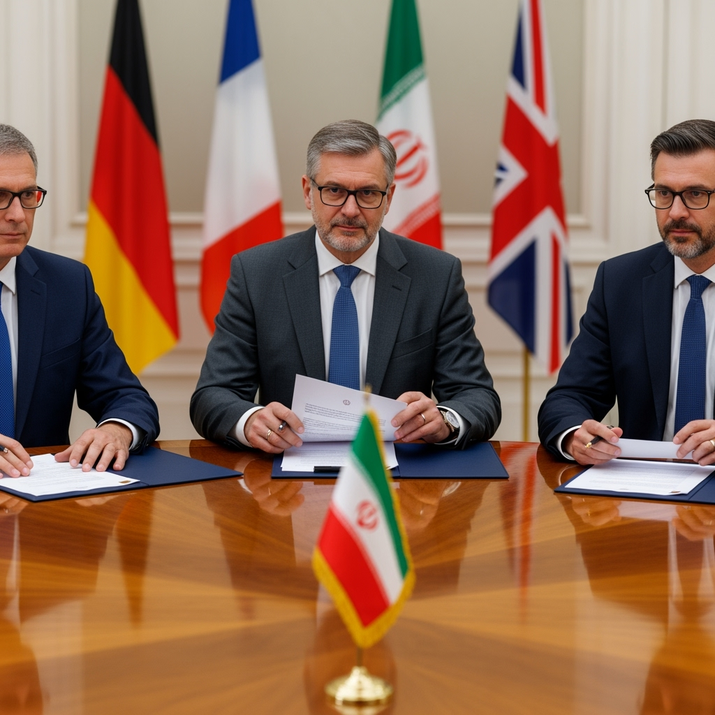 Illustration for: European Troika Reaffirms Conditions on Iran Sanctions
