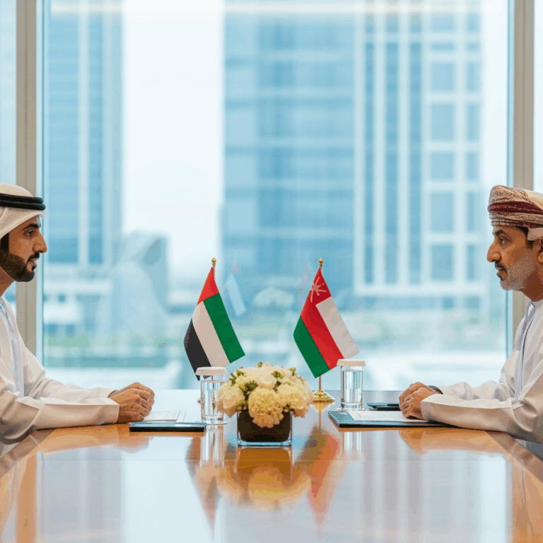 Illustration for: UAE and Oman Leaders Discuss Regional Peace