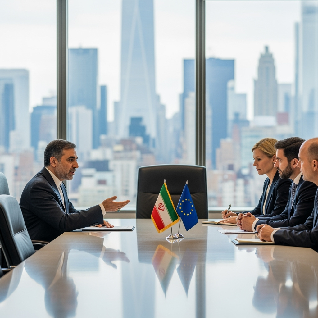 Illustration for: Iran's Talks with Europe in New York