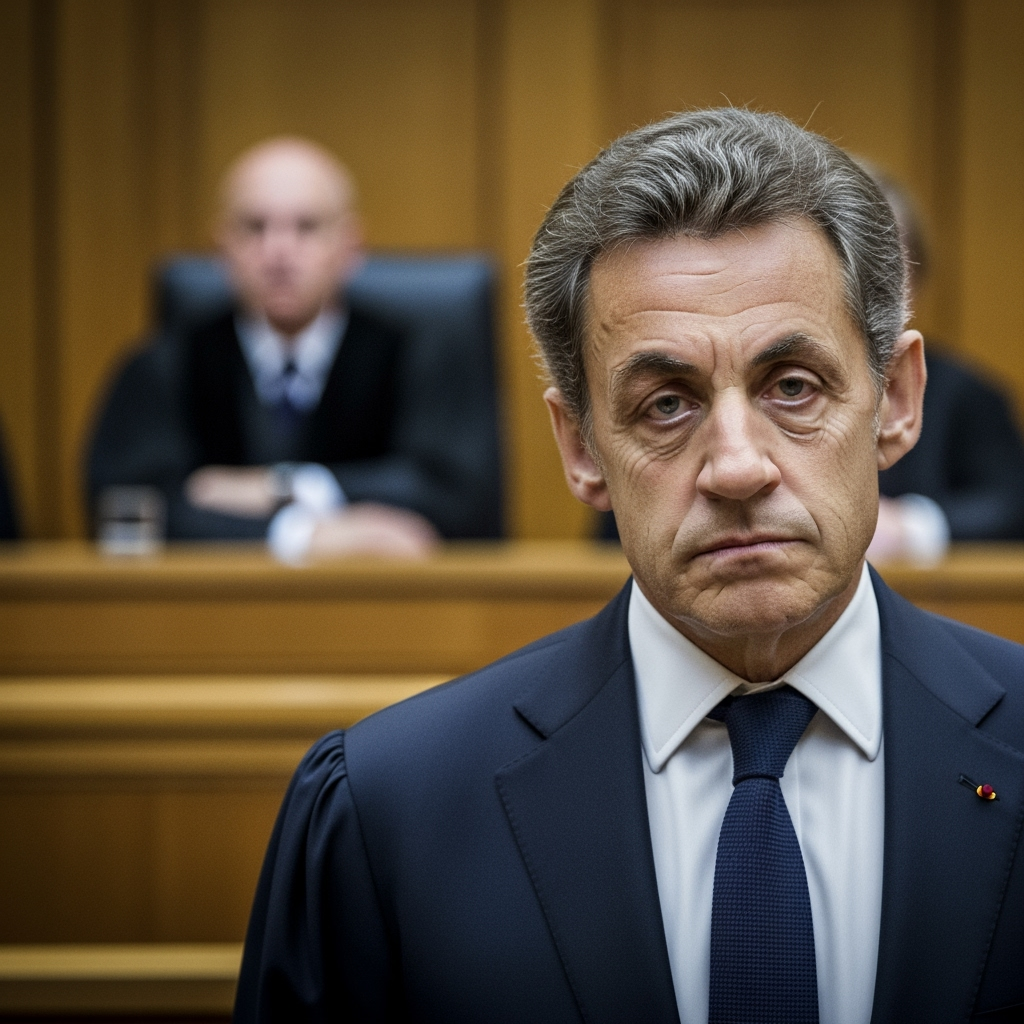 Illustration for: Former French President Sarkozy Convicted in Libya Funding Case