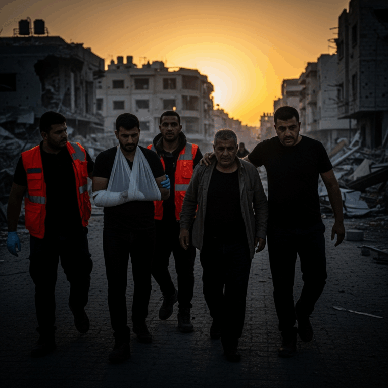 Illustration for: Intense Strikes in Gaza and Lebanese Injuries