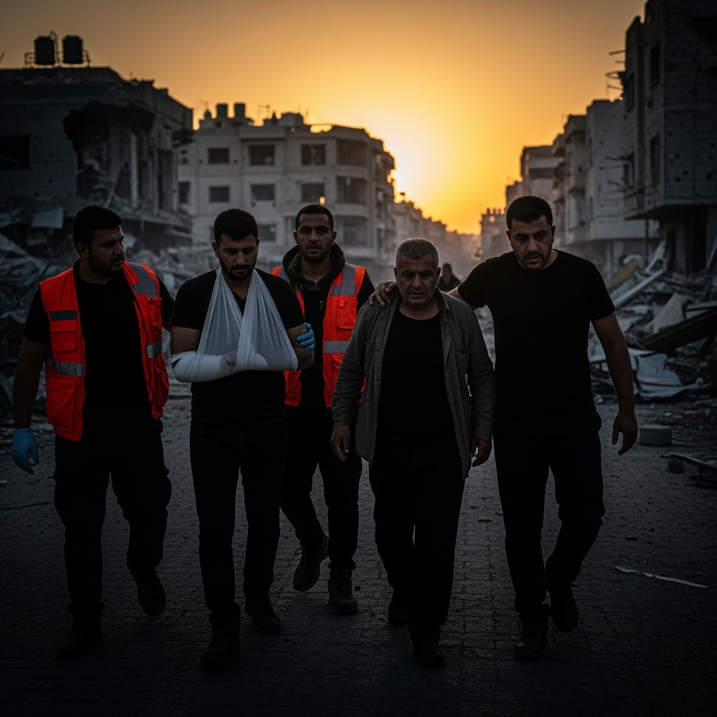 Illustration for: Intense Strikes in Gaza and Lebanese Injuries