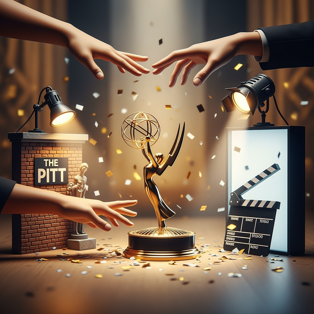 Illustration for: The Pitt and The Studio Triumph at Emmy Awards