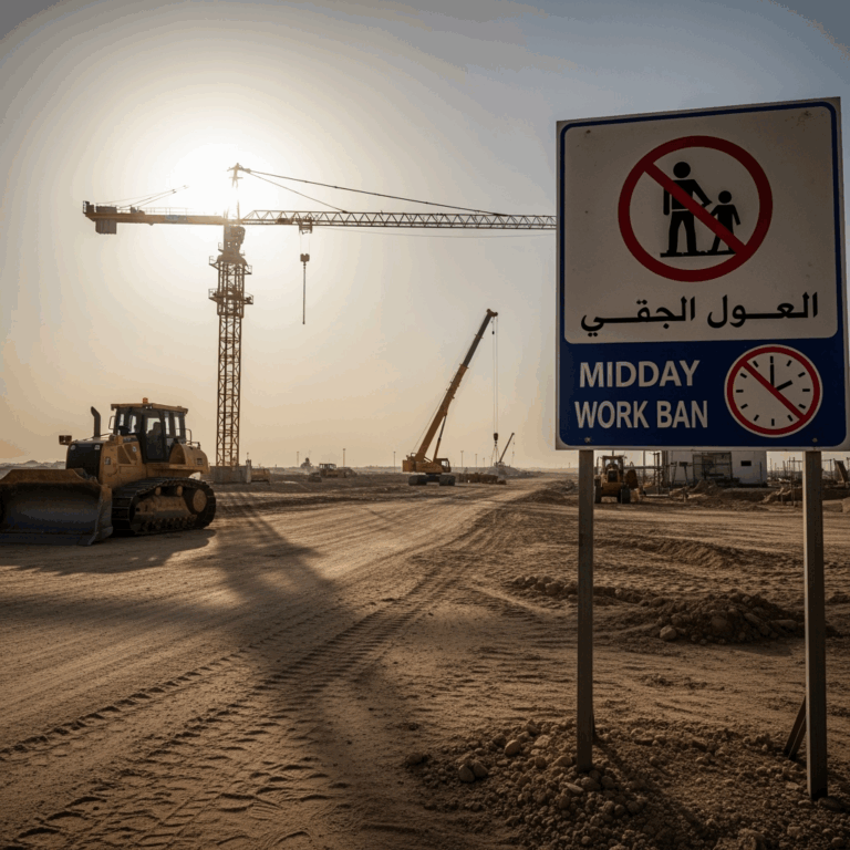 Illustration for: UAE Enforces Midday Work Ban to Protect Workers