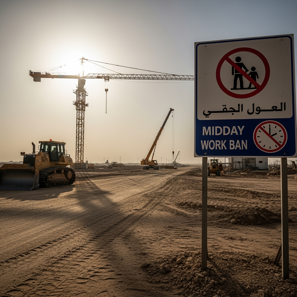 Illustration for: UAE Enforces Midday Work Ban to Protect Workers