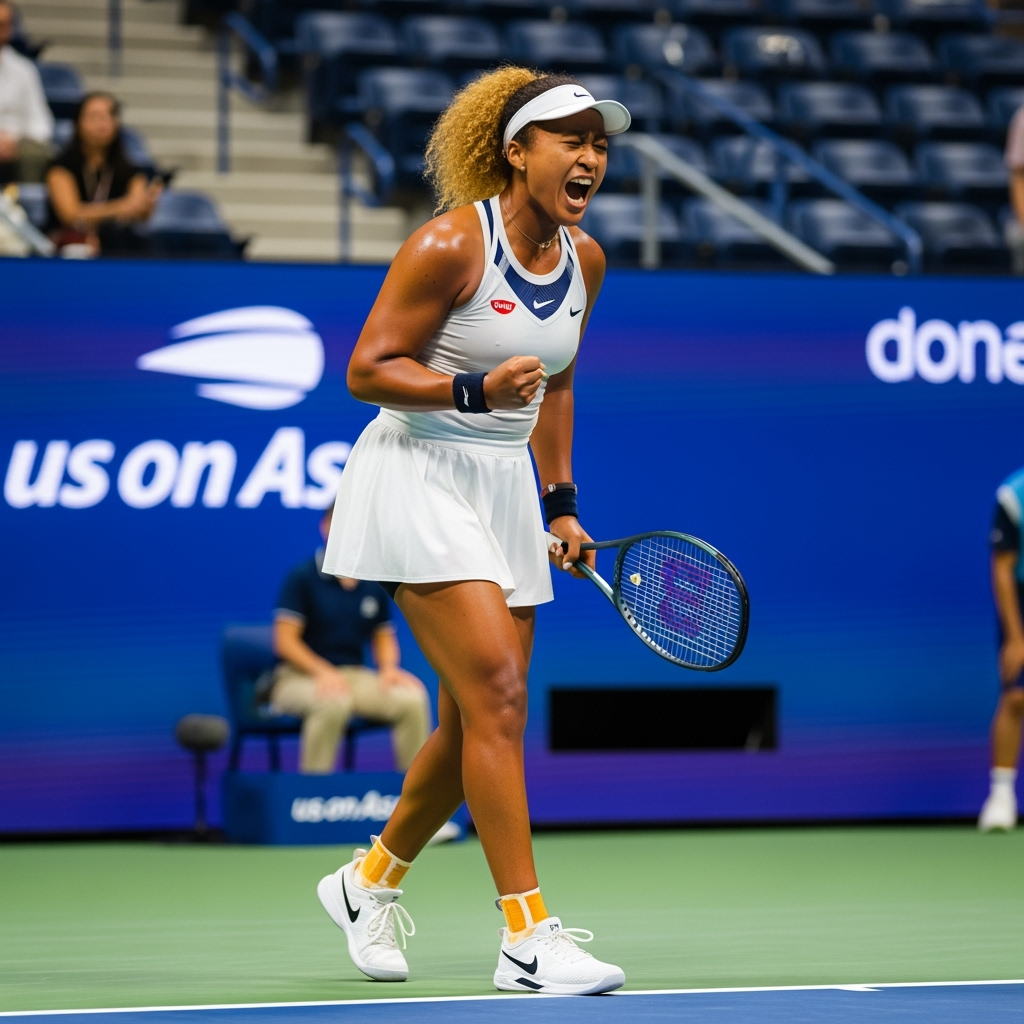 Illustration for: Naomi Osaka Reaches US Open Semifinals with Impressive Win
