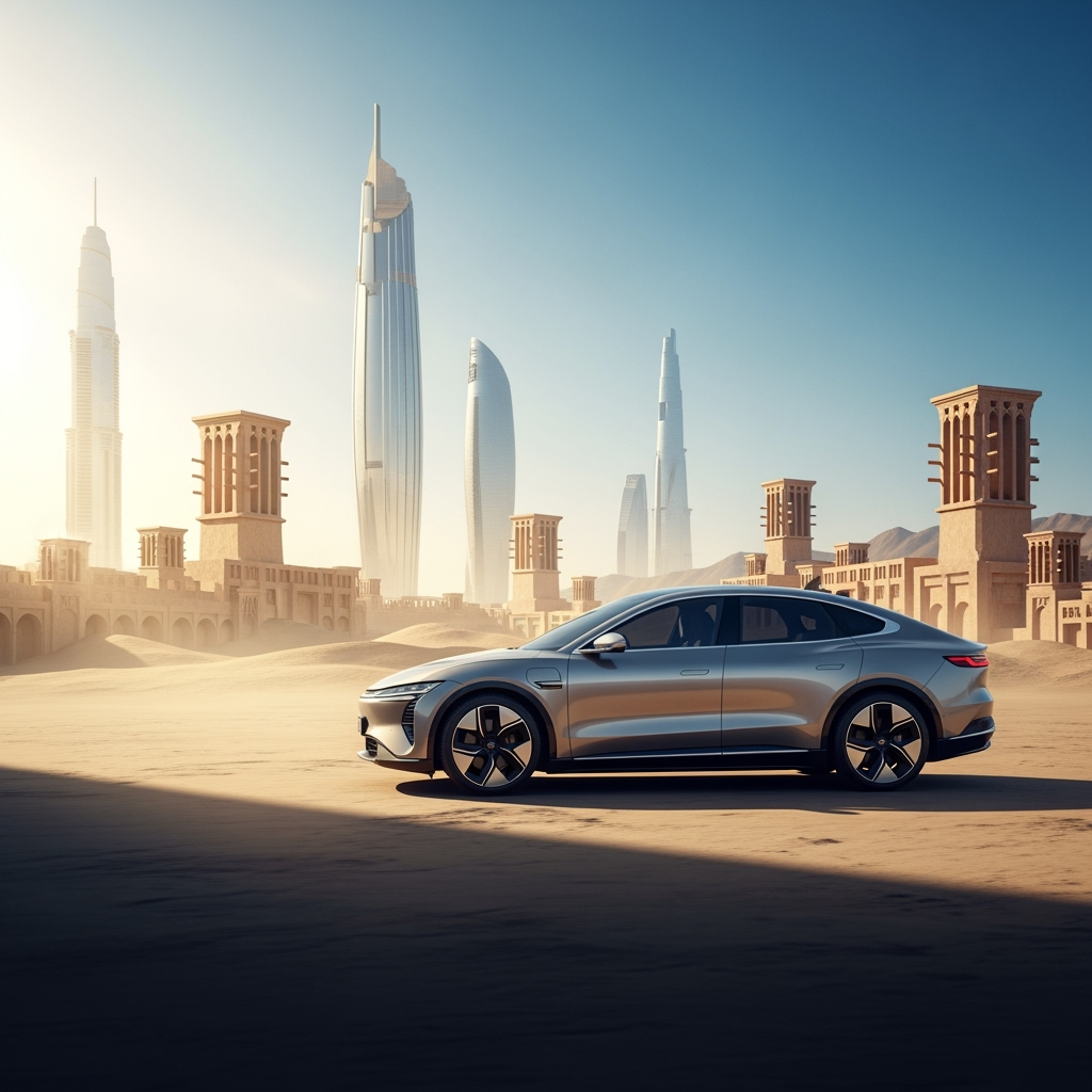 Illustration for: Middle East's Electric Mobility: A Strategic Advantage