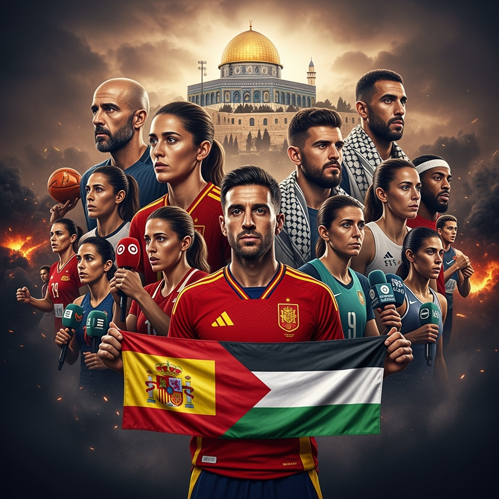 Illustration for: Spain Urges Sports Ban on Israel Amid Gaza Conflict