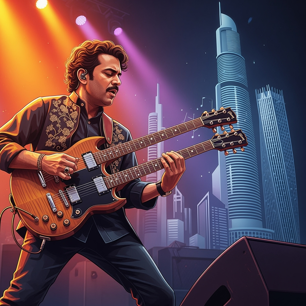 Illustration for: Guitar Prasanna: Bridging Musical Worlds in Dubai