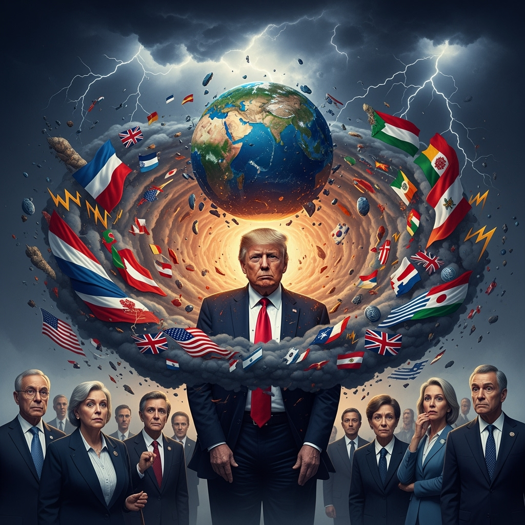 Illustration for: Trump's Chaos Ideology and Global Politics