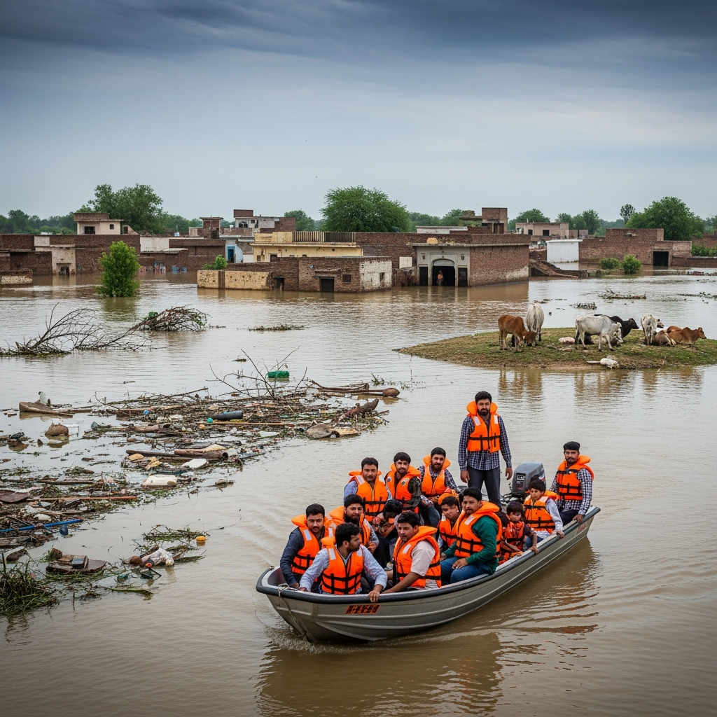 Illustration for: Punjab Floods: 23 Districts Declared Flood-Hit