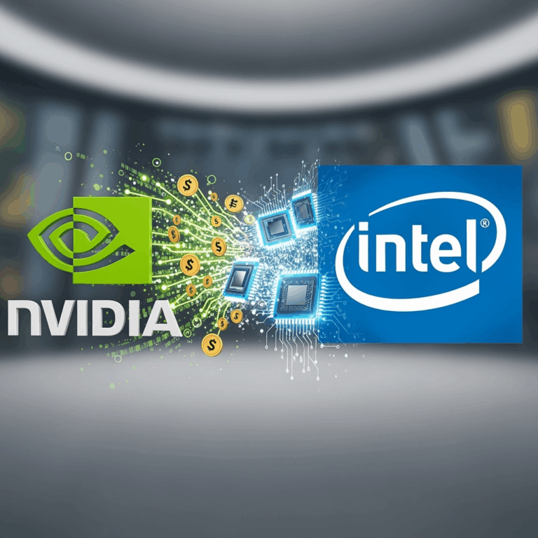 Illustration for: Nvidia Invests $5B in Intel, Boosts Chip Collaboration