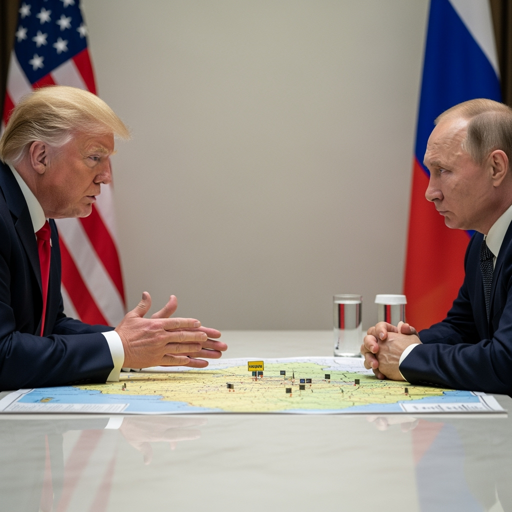 Illustration for: Trump and Putin Discuss Ukraine Crisis Negotiations