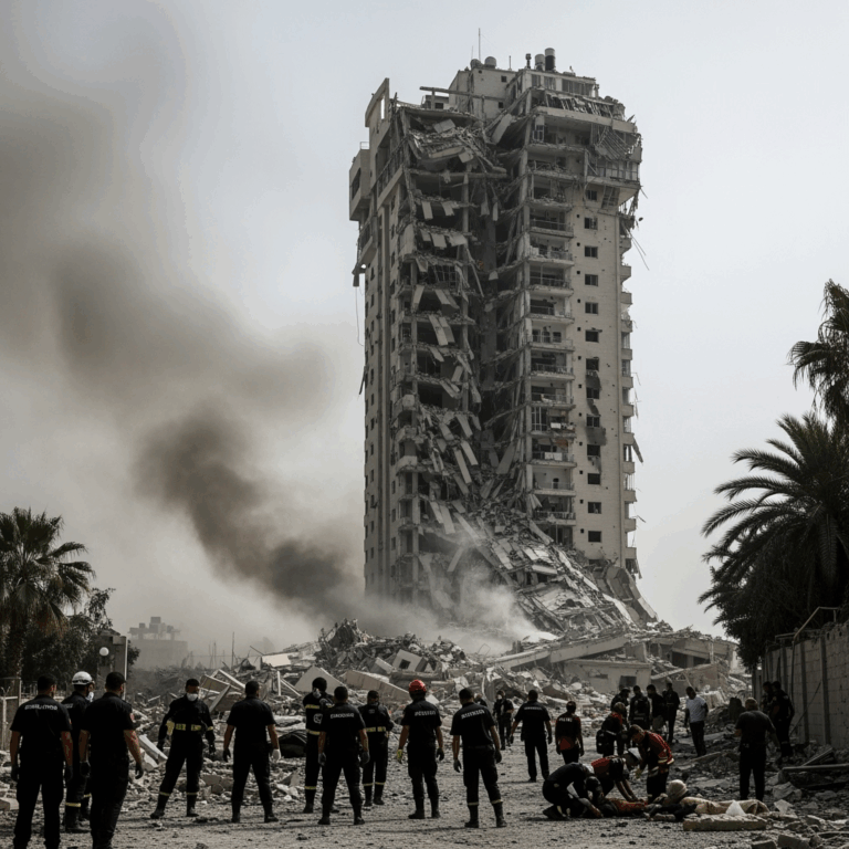 Illustration for: Israeli Shelling Leads to Tower Collapse