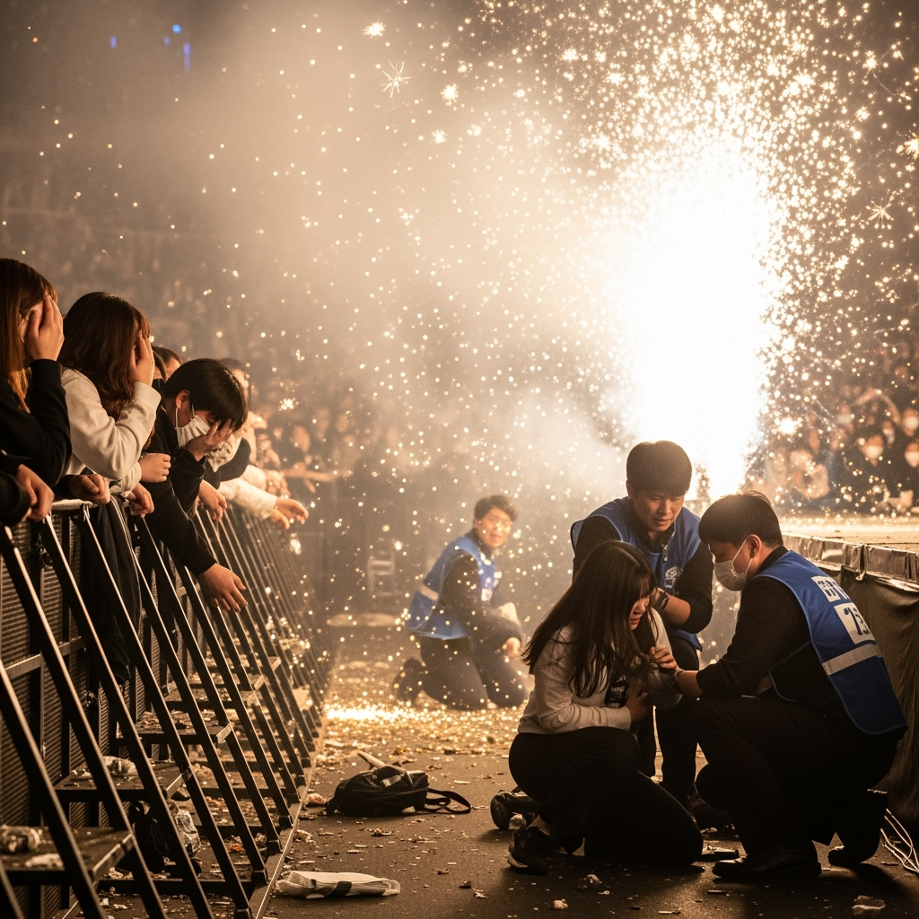 Illustration for: Seventeen Concert Mishap: Fans Injured by Fireworks