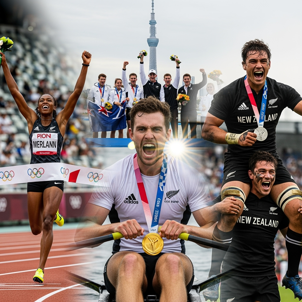 Illustration for: New Zealand's Athletic Triumphs in Tokyo