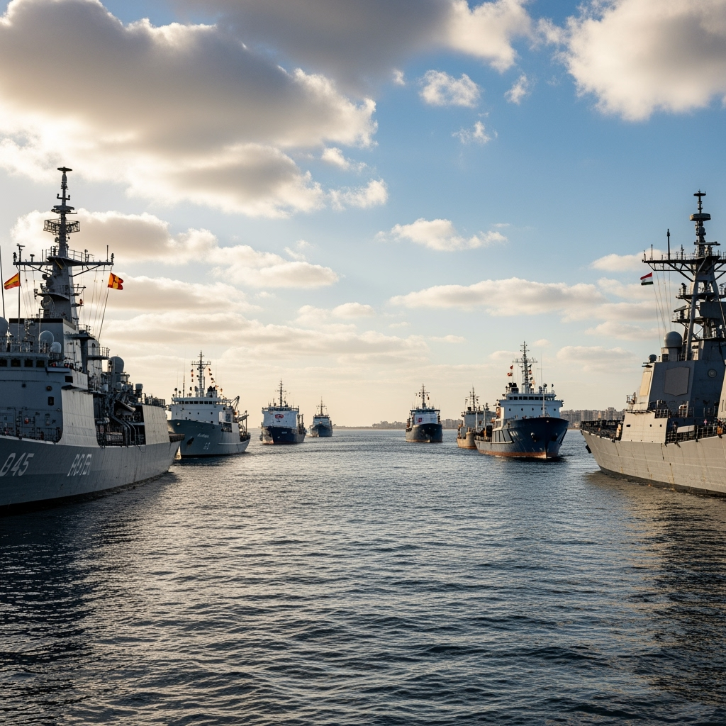 Illustration for: Spain and Italy Protect Gaza Aid Fleet