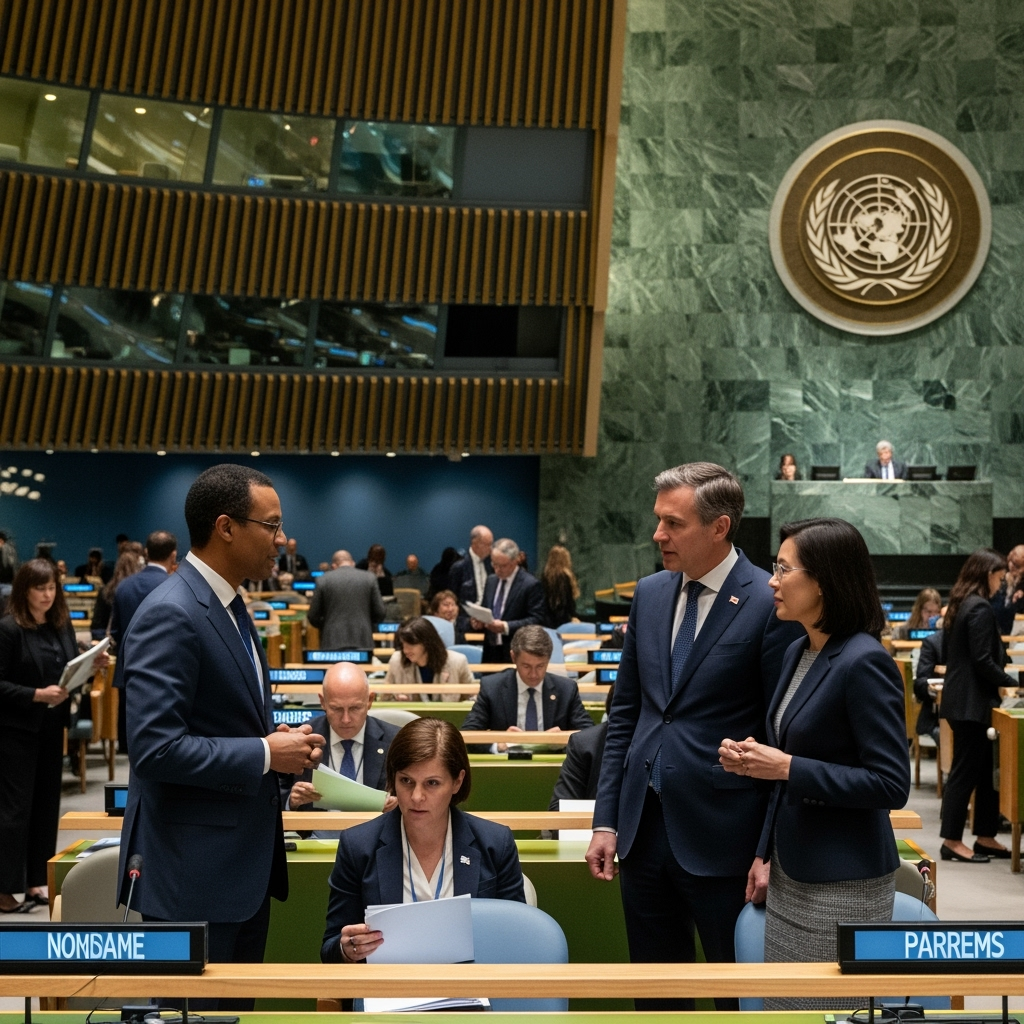 Illustration for: Bilateral Talks and International Dialogue at UN Assembly