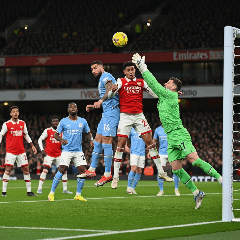 Illustration for: Arsenal and Man City Draw in Exciting Match