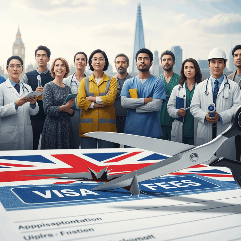 Illustration for: UK to Cut Visa Fees to Attract Global Talent