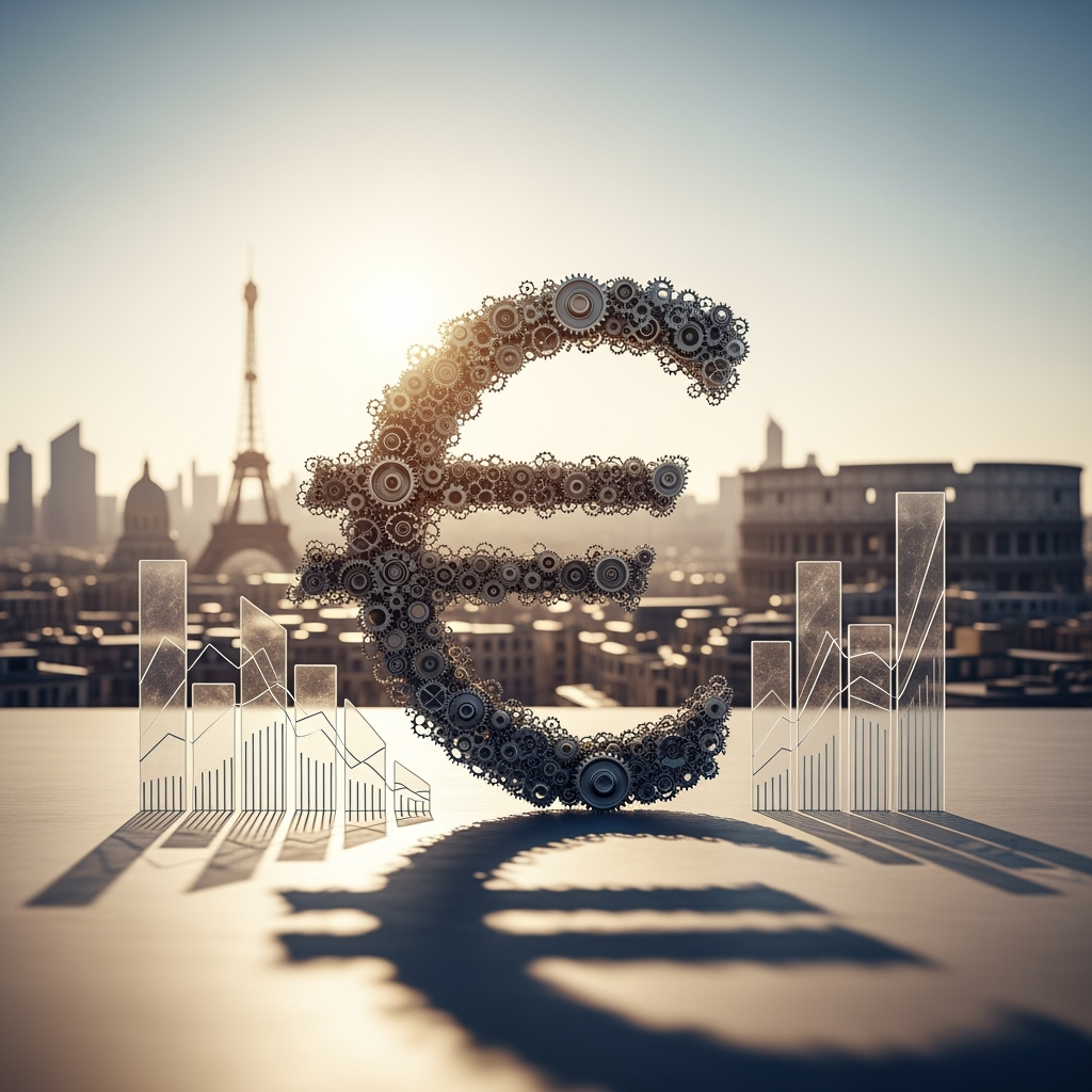 Illustration for: Eurozone Growth Steady Amid Tariff Challenges
