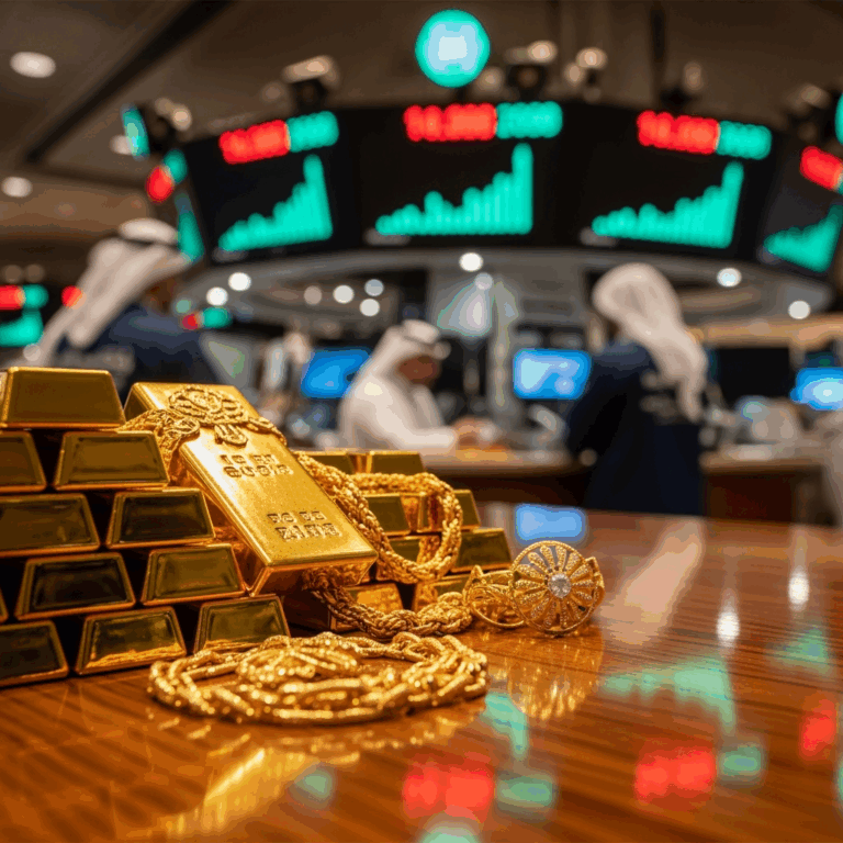 Illustration for: Dubai Gold Prices Near Record Highs as Markets Open