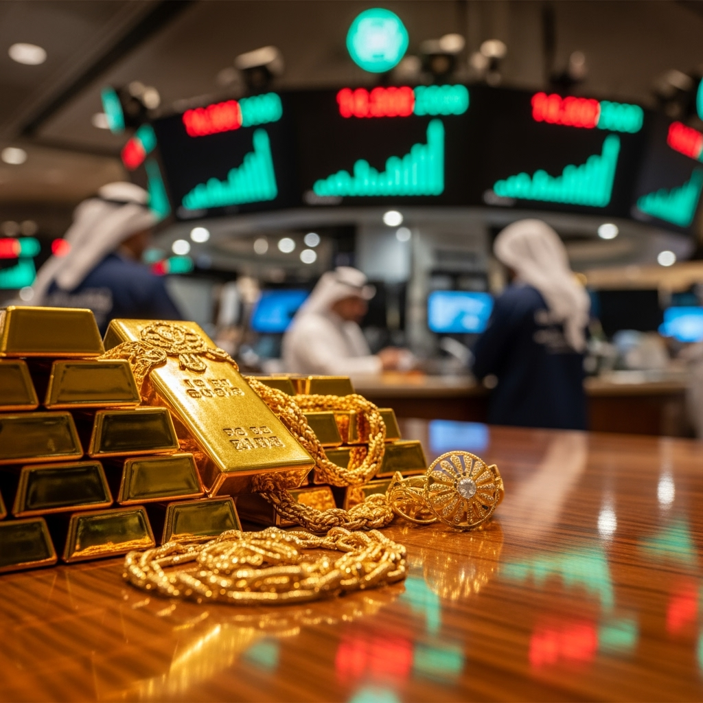 Illustration for: Dubai Gold Prices Near Record Highs as Markets Open