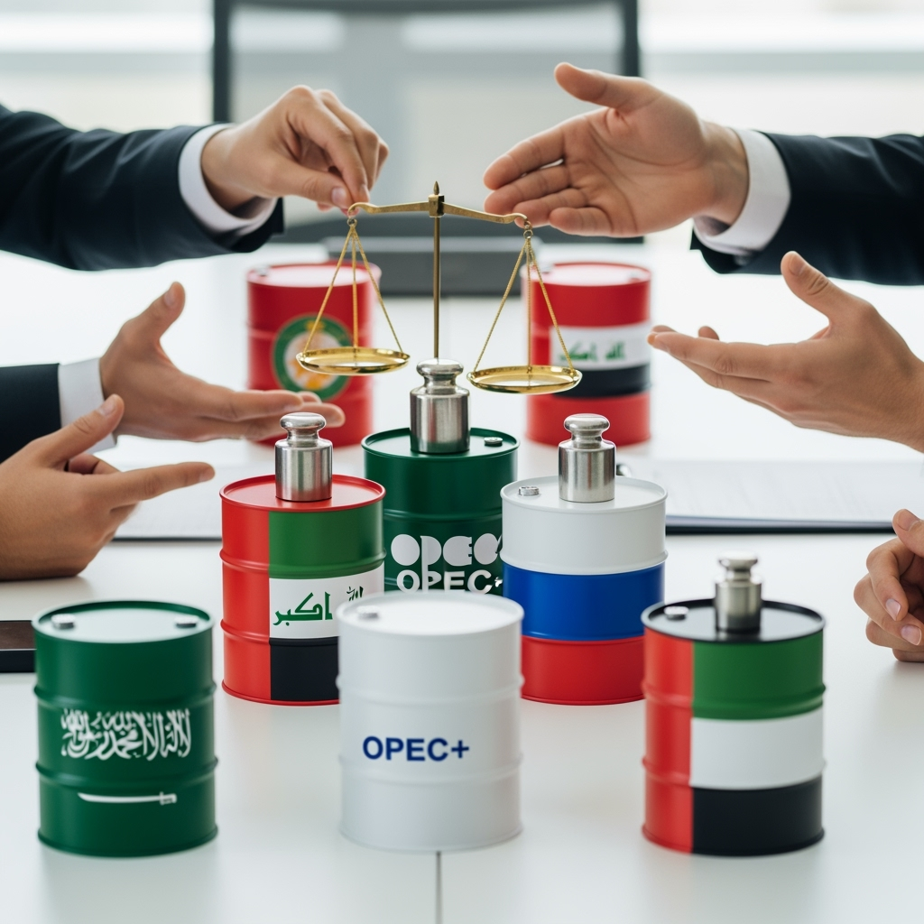 Illustration for: OPEC+ Countries Plan Oil Production Adjustments