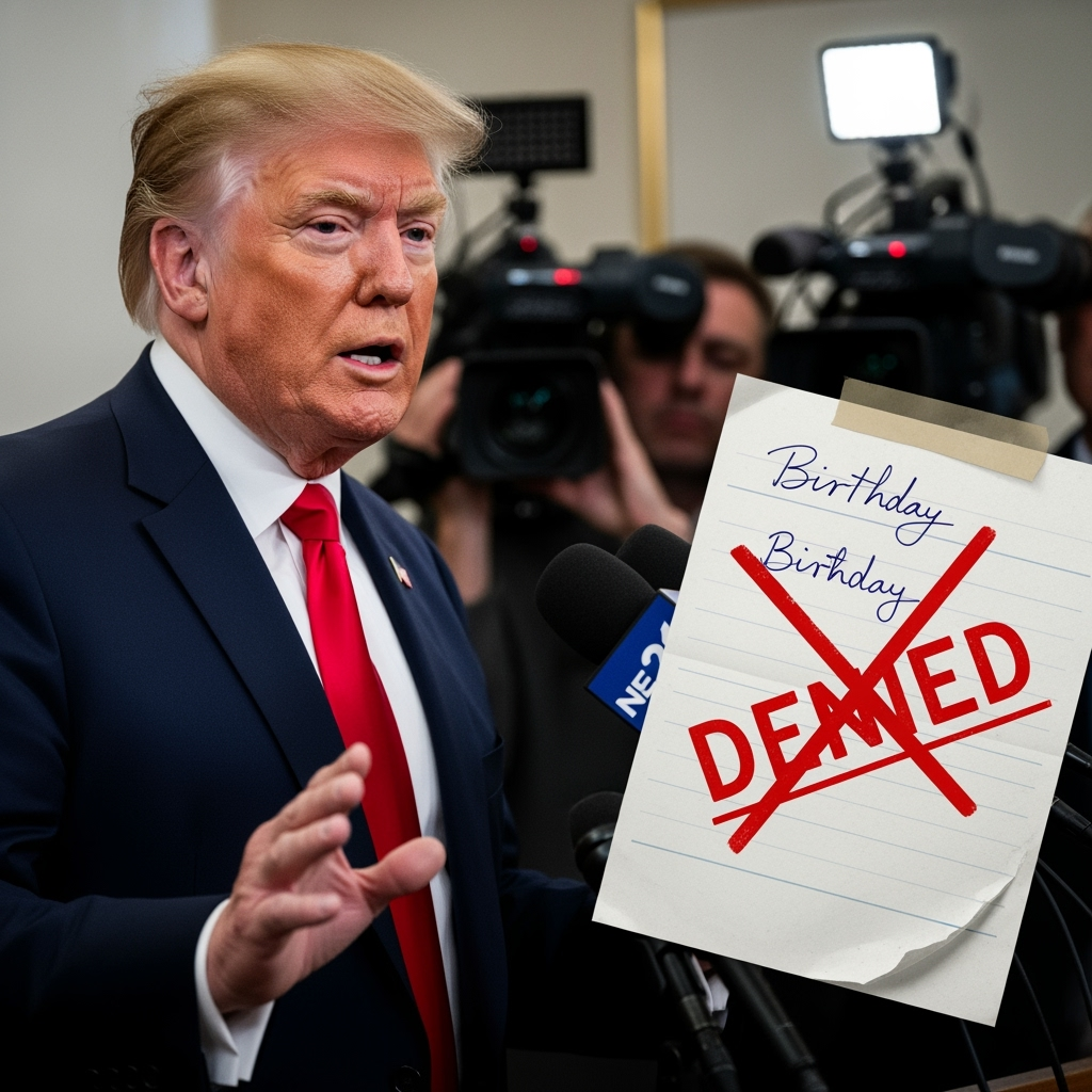 Illustration for: Trump Denies Alleged Epstein Birthday Note