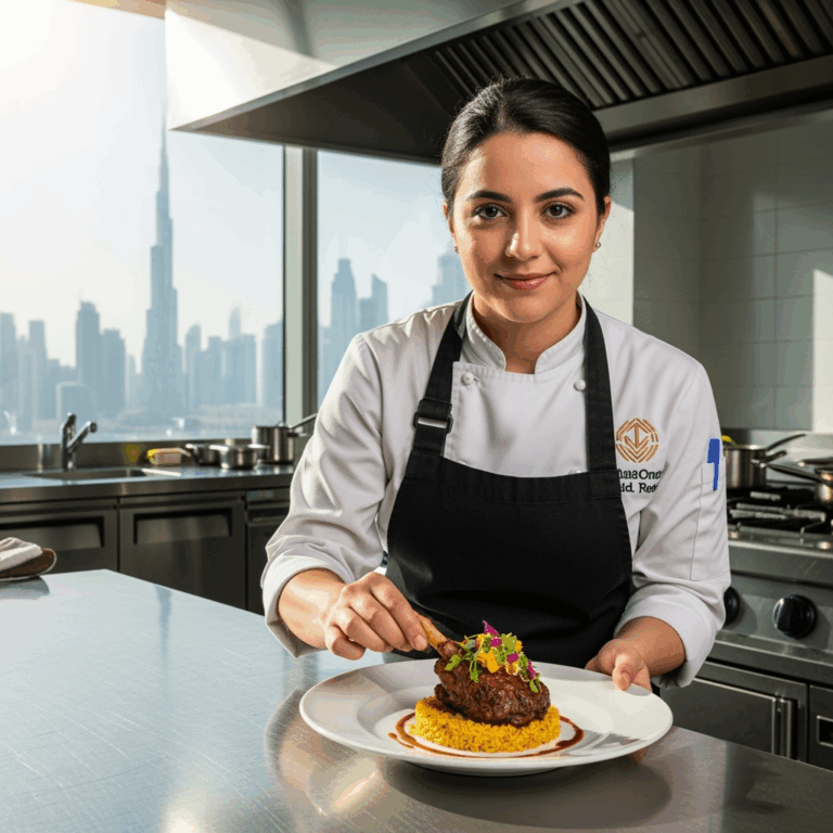 Illustration for: Gabriela Chamorro's Culinary Journey in Dubai