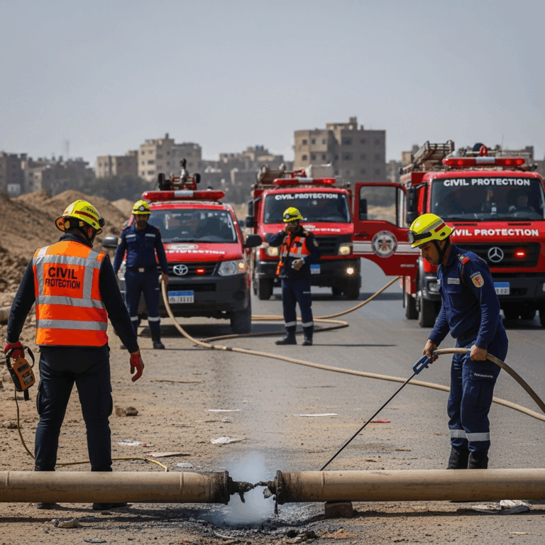 Illustration for: Civil Protection Responds to Egypt Gas Line Explosion