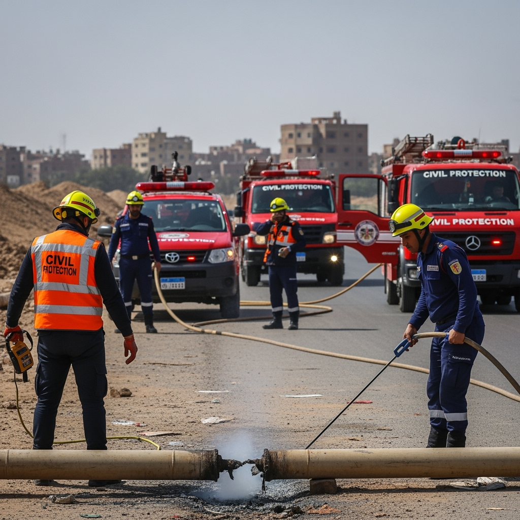 Illustration for: Civil Protection Responds to Egypt Gas Line Explosion