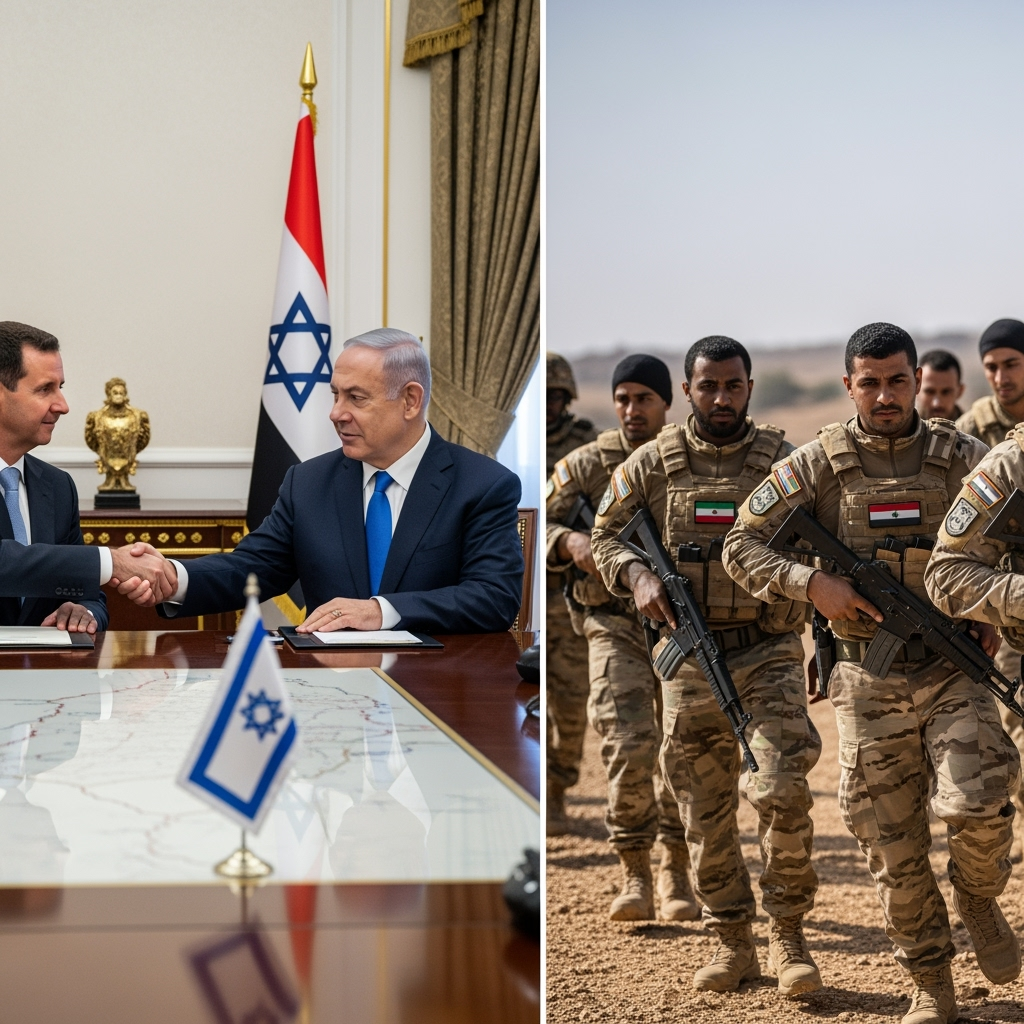 Illustration for: Al-Shara on Syria-Israel Talks and SDF Integration