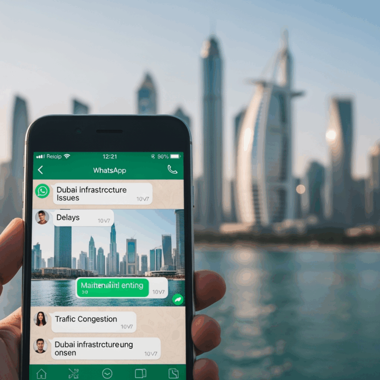 Illustration for: Report Dubai Infrastructure Issues via WhatsApp