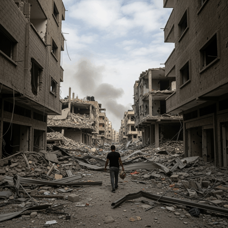Illustration for: Israeli Attacks on Gaza Intensify Amid Global Criticism