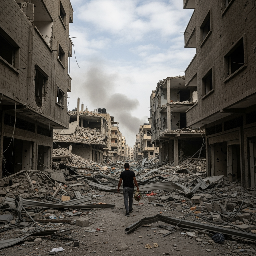 Illustration for: Israeli Attacks on Gaza Intensify Amid Global Criticism