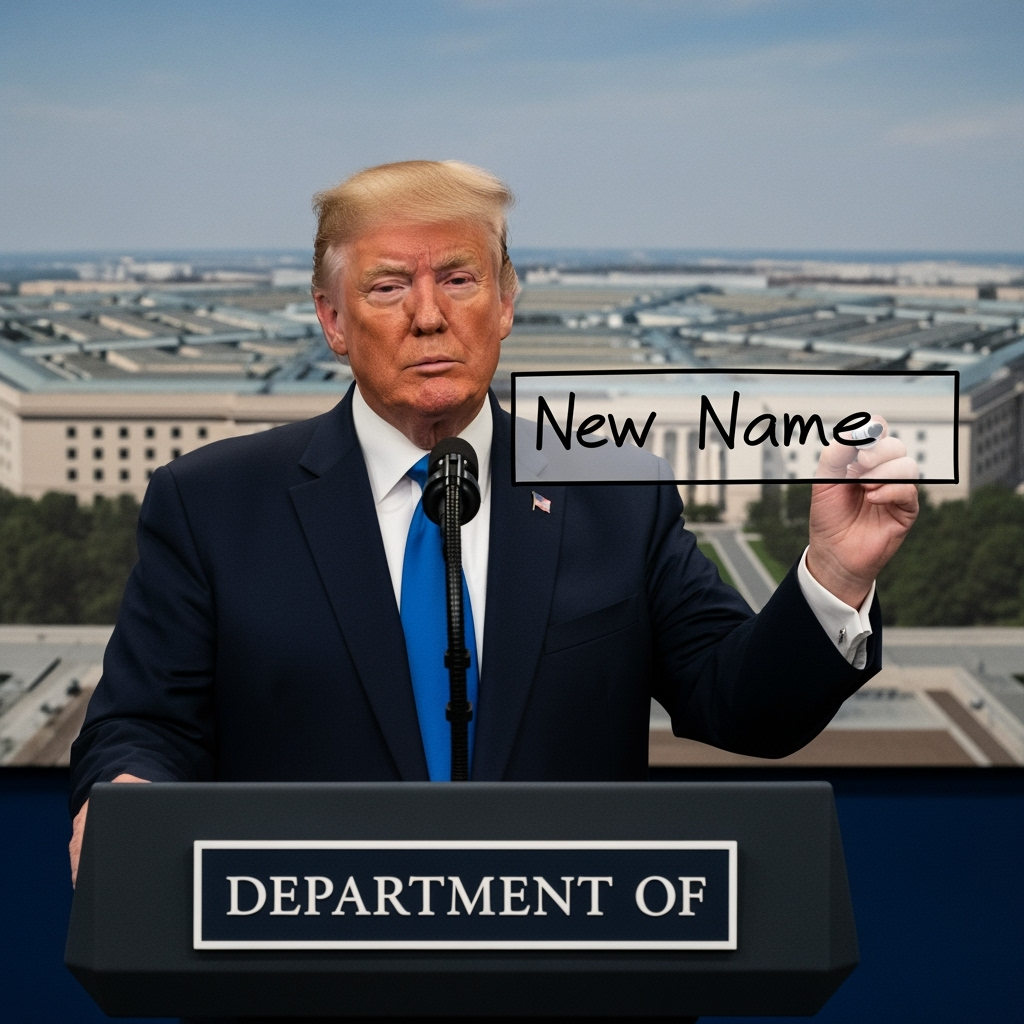 Illustration for: Trump to Rename Department of Defense to Department of War