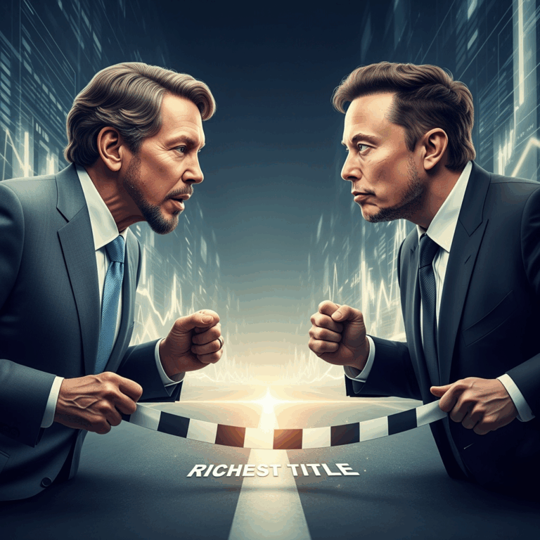 Illustration for: Larry Ellison Challenges Elon Musk for Richest Title