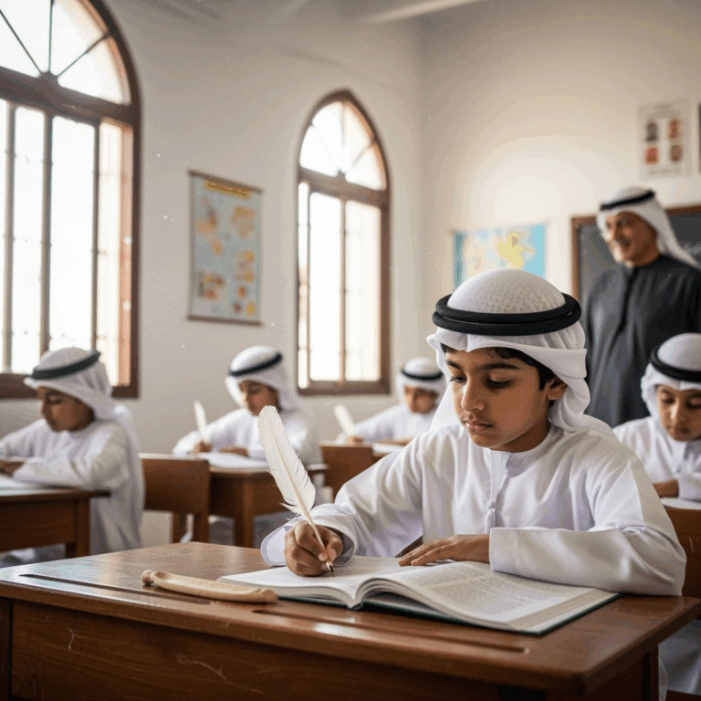 Illustration for: Sheikh Sultan's Early Education at Al Qasimia School