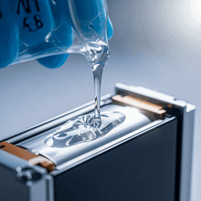 Illustration for: New Liquid Enhances Lithium Battery Life