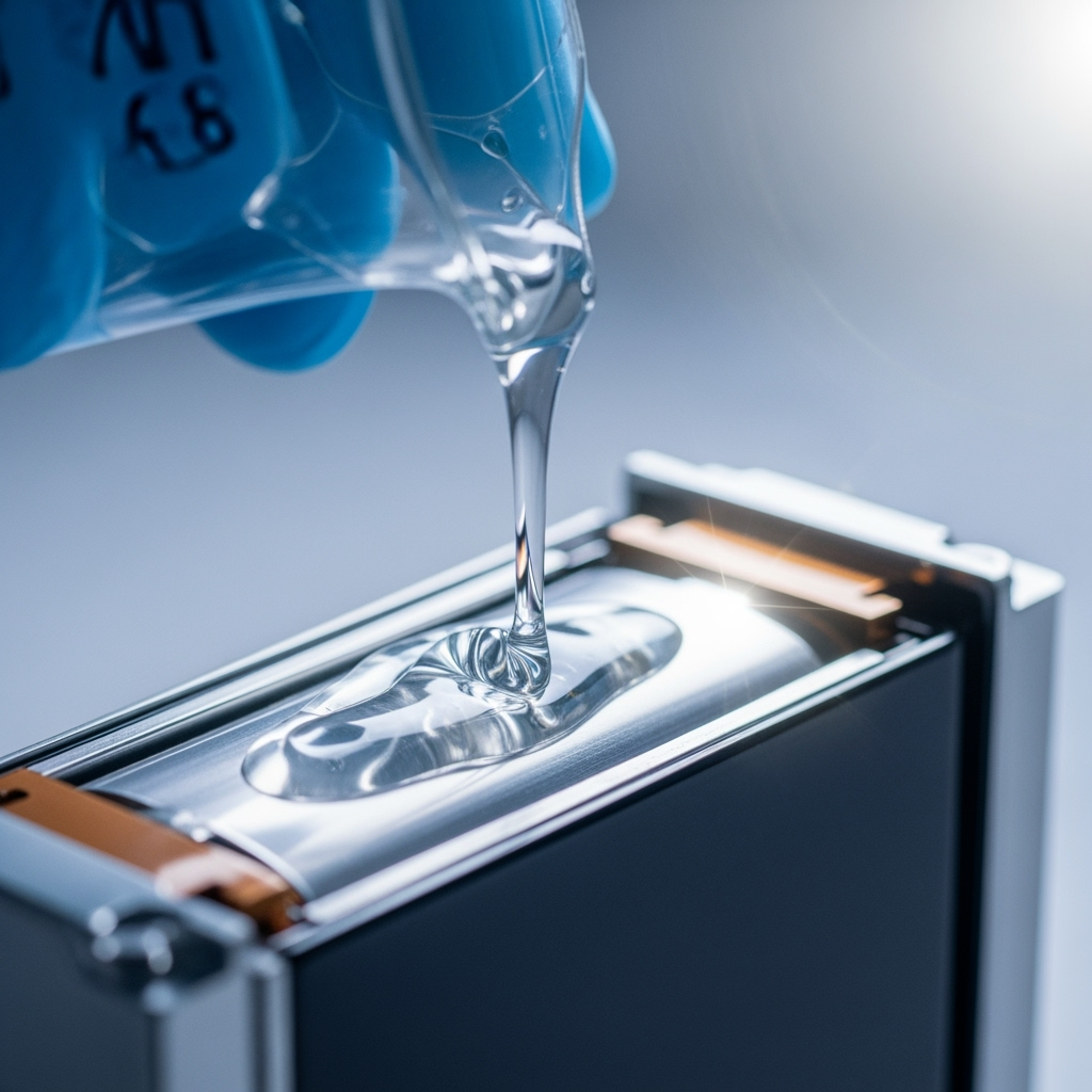 Illustration for: New Liquid Enhances Lithium Battery Life