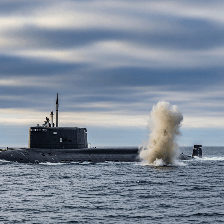 Illustration for: Nuclear Submarine 'Arkhangelsk' Hits Target in Barents Sea
