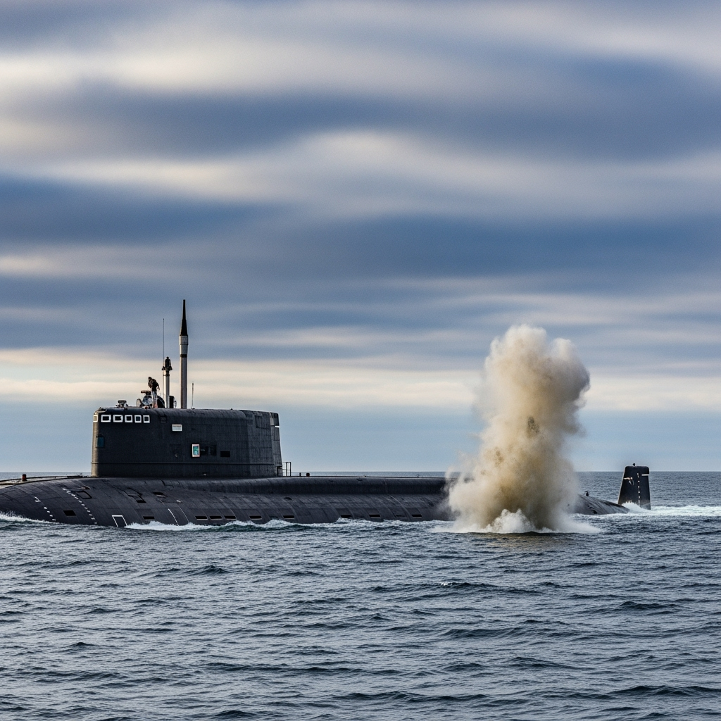 Illustration for: Nuclear Submarine 'Arkhangelsk' Hits Target in Barents Sea