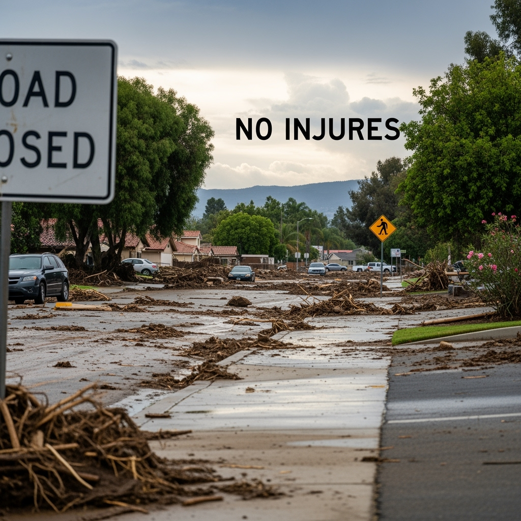 Illustration for: No Injuries in San Bernardino Mudslides