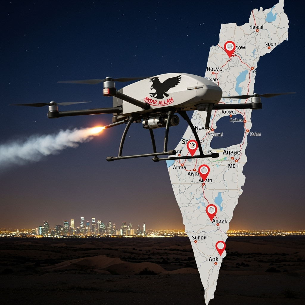 Illustration for: Ansar Allah Targets Israeli Sites with Drones