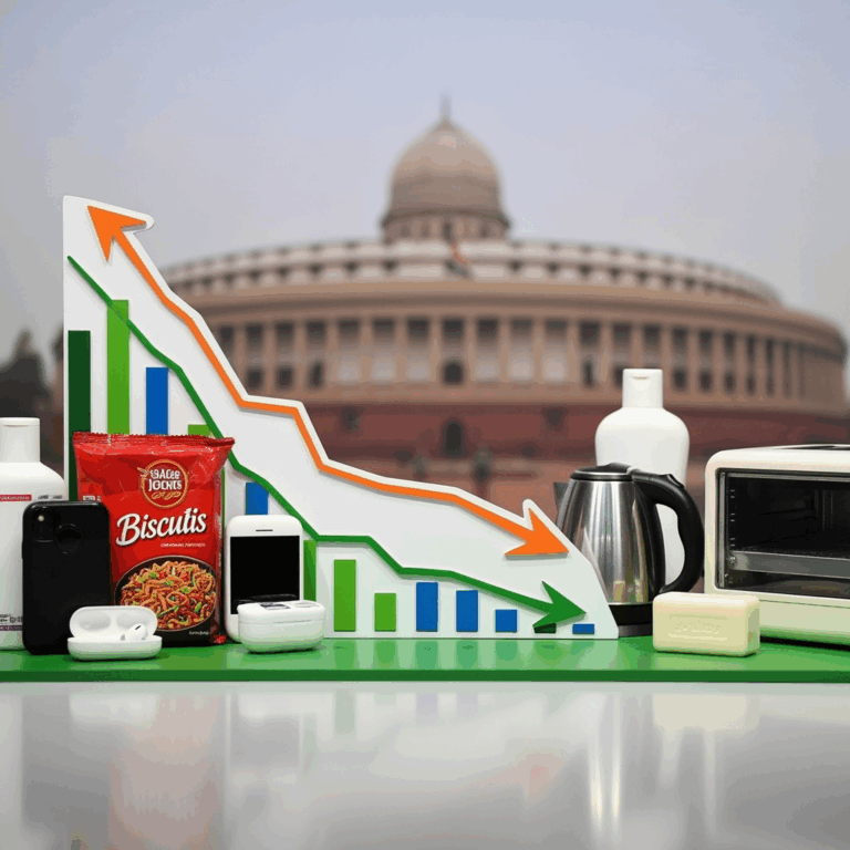 Illustration for: India Cuts GST on Consumer Goods to Boost Demand