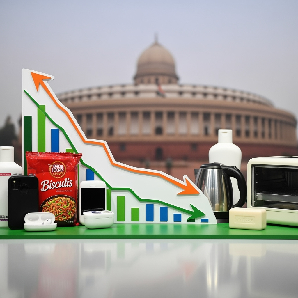 Illustration for: India Cuts GST on Consumer Goods to Boost Demand
