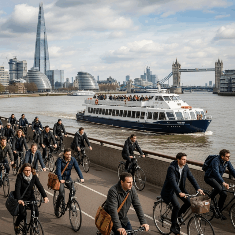 Illustration for: London Strike Spurs Bike and Boat Commuting
